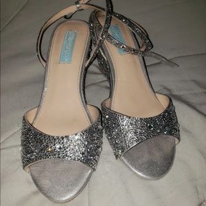 COPY - Betsey Johnson silver rhinestone heels siz…
